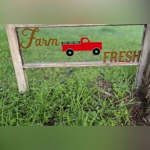 Custom Vintage Window Farm Fresh Red Truck Sign